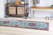 softwoven non-slip runner rug: machine washable, stain resistant, perfect for family & pets, traditional vintage design in maroon and grey - ideal for living rooms and hallways logo