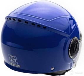 img 1 attached to 🏍️ MMG Motorcycle Scooter Pilot Open Face Helmet (Model 28) - Blue, XL with Flip-Up Visor - DOT Certified