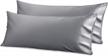 silky satin body pillowcase for hair and skin with envelope closure cool and easy to wash, king size 20x54 inches pack of 2 - grey logo