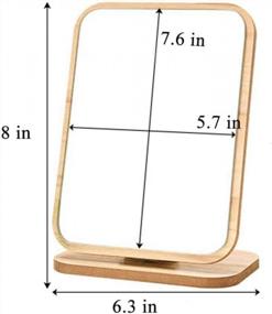 img 3 attached to Wooden Framed Makeup Mirror With 90 Degree Rotation - Compact Table And Desktop Cosmetic Mirror For Aestivating