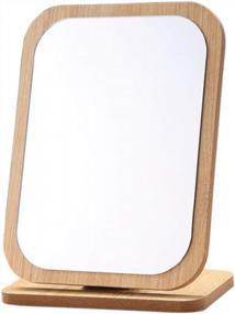 img 4 attached to Wooden Framed Makeup Mirror With 90 Degree Rotation - Compact Table And Desktop Cosmetic Mirror For Aestivating