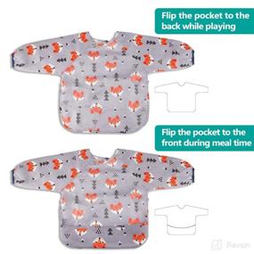 img 1 attached to 👶 Baby Waterproof Bibs with Sleeves and Crumb Catcher - Set of 3, Long Sleeved Bib Bundle for Toddlers, Stain and Odor Resistant Play Smock Apron - 12-36 Months (Cake)