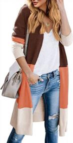img 4 attached to Women'S Lightweight Long Sleeve Boho Striped Knit Cardigan Sweater With Open Front, Perfect As Coats
