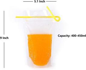 img 3 attached to 🥤 Convenient 150pcs Hand-Held Drink Pouches with Straws - Reclosable Stand-up Zipper Bags for Cold and Hot Drinks