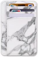 кожаные кошельки kandooren rfid - белый мрамор: тонкий минималистский кошелек с передним карманом для мужчин и женщин, держатель кредитной карты и удостоверения личности логотип