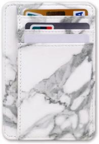 img 4 attached to Кожаные кошельки Kandooren RFID - Белый мрамор: тонкий минималистский кошелек с передним карманом для мужчин и женщин, держатель кредитной карты и удостоверения личности