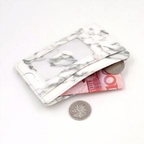 img 3 attached to Кожаные кошельки Kandooren RFID - Белый мрамор: тонкий минималистский кошелек с передним карманом для мужчин и женщин, держатель кредитной карты и удостоверения личности