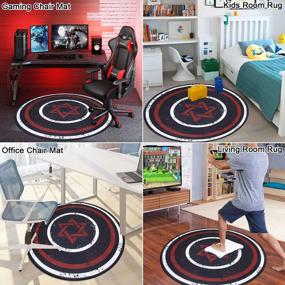 img 2 attached to Anti-Slip Round 47" Chair Mat For Hardwood Floors - Office/Gaming Room Decor, Rolling Chair Floor Protector By HiiARug (Red)”