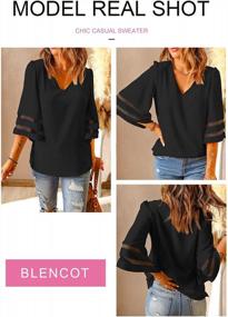 img 2 attached to Stylish Blencot Women'S Loose Shirt With Lace Patchwork And Bell Sleeves