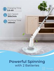 img 3 attached to 🧼 Efficient Electric Spin Scrubber for Versatile Cleaning - Long Handle, Cordless, 4 Brush Heads - White