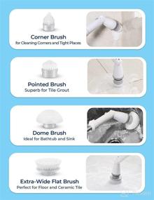 img 2 attached to 🧼 Efficient Electric Spin Scrubber for Versatile Cleaning - Long Handle, Cordless, 4 Brush Heads - White