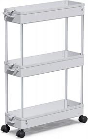img 4 attached to SPACEKEEPER Rolling Storage Cart - 3 Tier Mobile Shelving Unit For Laundry Room, Bathroom, And Kitchen Organization - Slim And Narrow Design For Tight Spaces - Gray