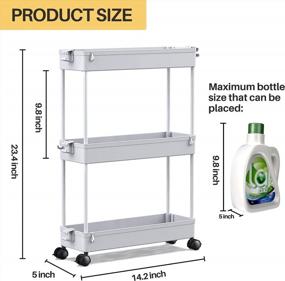 img 2 attached to SPACEKEEPER Rolling Storage Cart - 3 Tier Mobile Shelving Unit For Laundry Room, Bathroom, And Kitchen Organization - Slim And Narrow Design For Tight Spaces - Gray