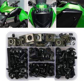 img 4 attached to 🔩 Premium Black Aluminum Windscreen Fairing Bolts Kit for Kawasaki KTM Suzuki Honda Ducati Yamaha BMW Motorcycles - 177PCS