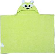 🦊 happy kid organics infant hooded towel in adorable green fox design: soft and gentle fabric for your little one logo