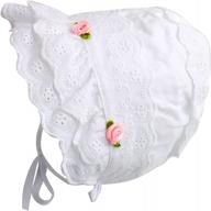 100% cotton eyelet lace bonnet with double brim and flower accents for baby girls by slowera cap logo