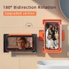 img 3 attached to 🚿 Waterproof Shower Phone Holder 2021 Upgrade with 180° Rotation - Bathroom Mirror/Wall Mount, Anti-Fog HD Cell Phone Universal Shelf Storage Box for Bathtub and Kitchen (Orange)