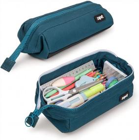 img 4 attached to ZIPIT Lenny Pencil Case For Adults And Teens, Large Capacity Pouch, Sturdy Pen Organizer, Wide Opening With Secure Zipper Closure (Teal)