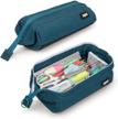 zipit lenny pencil case for adults and teens, large capacity pouch, sturdy pen organizer, wide opening with secure zipper closure (teal) logo