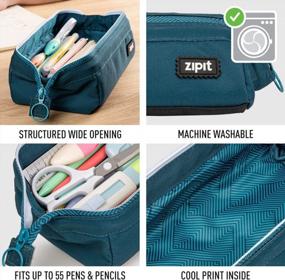 img 3 attached to ZIPIT Lenny Pencil Case For Adults And Teens, Large Capacity Pouch, Sturdy Pen Organizer, Wide Opening With Secure Zipper Closure (Teal)