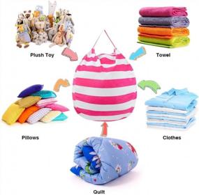 img 3 attached to 🧸 Organizational Stuffed Animal Bean Bag Chair Cover for Kids Room - Pink, Stuff and Sit Storage Bean Bag for Boys and Girls Plush Toy Management