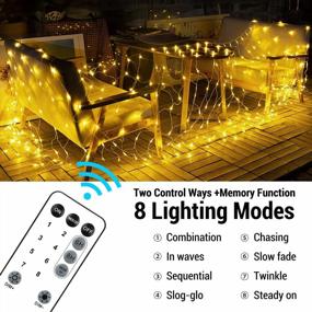 img 3 attached to BrizLabs Christmas Bush Lights, 11.8Ftx 4.9Ft 360 LED Net Christmas Lights With Remote, 8 Modes Outdoor Plug In Mesh Lights, Trees-Wrape Xmas Lights For Bush Tree Garden Decor, Warm White, Clear Wire