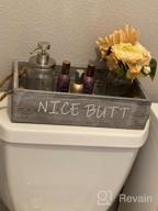 img 1 attached to Rustic Grey Bathroom Decor Box With Two Mason Jars And Artificial Flower - Large Wooden Organizer For Toilet Paper And Accessories, Ideal Bathroom Rustic Accessory And Storage Solution By HOMKO review by Kevin Huot