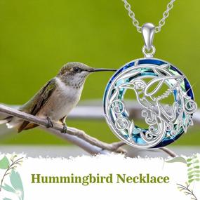 img 3 attached to 925 Sterling Silver Hummingbird Necklace With Crystal Circle Pendant - Ideal Birthday Gift For Women And Girls, Exquisite Hummingbird Charm Jewelry By TOUPOP