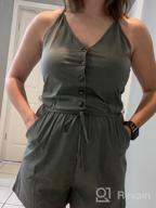 img 1 attached to 👗 YIBOCK Women's Summer Casual Short Jumpsuits: Spaghetti Strap, Button Down, V Neck, and Waist Drawstring Rompers review by John Roby