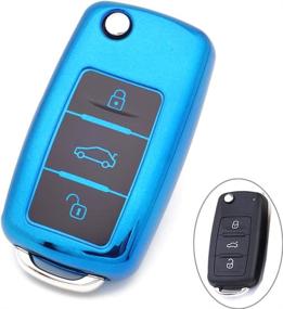 img 4 attached to ROYALFOX(TM Luxury 3 Buttons TPU Flip Remote Key Fob Case Cover For VW Volkswagen Jetta GTI Passat Golf Bora Polo Tiguan Touareg Beetle Multivan Sagitar Passat