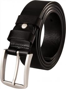 img 3 attached to Ledamon Full Grain Leather Belt For Men - Твердый и натуральный ремень шириной 1,5 дюйма без наполнителей