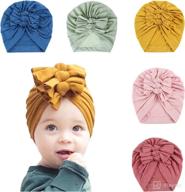 👶 cute and comfy baby turban hat: soft cotton head wrap with bows for stylish girls logo