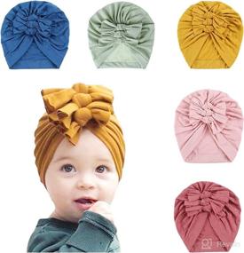img 4 attached to 👶 Cute and Comfy Baby Turban Hat: Soft Cotton Head Wrap with Bows for Stylish Girls
