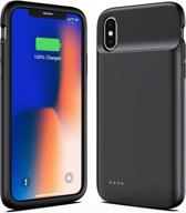4100mah slim rechargeable battery case for iphone x xs 10 - black, protective charger case compatible with 5.8 inch iphone x xs [new version] логотип