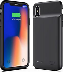 img 4 attached to 4100MAh Slim Rechargeable Battery Case For IPhone X XS 10 - Black, Protective Charger Case Compatible With 5.8 Inch IPhone X XS [New Version]
