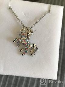 img 4 attached to 🦄 Unicorn Pendant Necklaces Jewelry Gift - White Gold Plated with Austrian Crystal Birthstone for Teens and Women