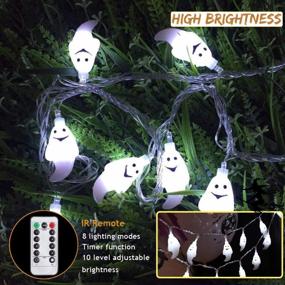 img 1 attached to Spooky Fun: Waterproof Halloween Ghost Light String With 8 Modes And Remote Control For Indoor/Outdoor Decorations