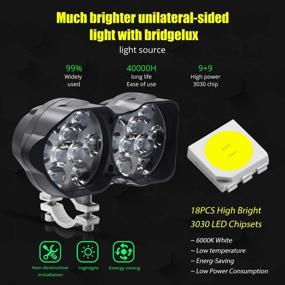 img 3 attached to 🏍️ Motorcycle Driving Lights - Super Bright 3000LM 18SMD Chips Waterproof Sport Lights for Cars ATV Bike Yamaha UTV Truck Boat DC9-85V, Xenon White (1-Pack)