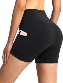 img 4 attached to High-Waist Compression Athletic Shorts With Pockets For Women - Perfect For Yoga, Workout, And Biking (5/8 Inch Length) By G4Free
