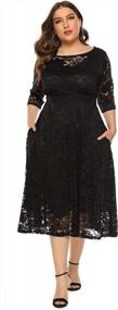 img 1 attached to Plus Size Lace Shift Dress Midi Length | Chicwe Women'S 3/4 Sleeves W/Lace Hem & Cuff