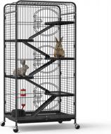 large and durable metal cage for small pets with rolling stand - perfect for ferrets, chinchillas, rats, guinea pigs, bunnies, cats, and rabbits logo