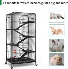 img 3 attached to Large And Durable Metal Cage For Small Pets With Rolling Stand - Perfect For Ferrets, Chinchillas, Rats, Guinea Pigs, Bunnies, Cats, And Rabbits
