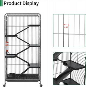 img 2 attached to Large And Durable Metal Cage For Small Pets With Rolling Stand - Perfect For Ferrets, Chinchillas, Rats, Guinea Pigs, Bunnies, Cats, And Rabbits