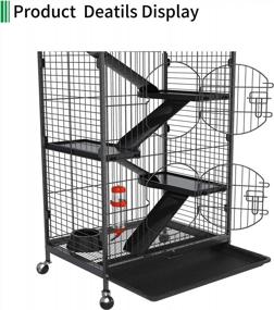 img 1 attached to Large And Durable Metal Cage For Small Pets With Rolling Stand - Perfect For Ferrets, Chinchillas, Rats, Guinea Pigs, Bunnies, Cats, And Rabbits
