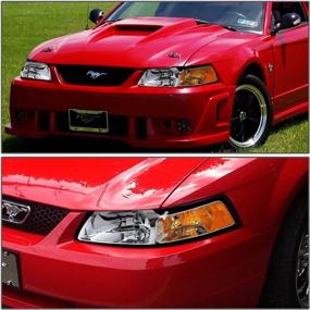 img 1 attached to 🚘 DNA Motoring Chrome Amber Headlights Replacement for 99-04 Mustang - HL-OH-FM99-CH-AM