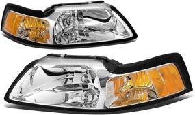 img 4 attached to 🚘 DNA Motoring Chrome Amber Headlights Replacement for 99-04 Mustang - HL-OH-FM99-CH-AM
