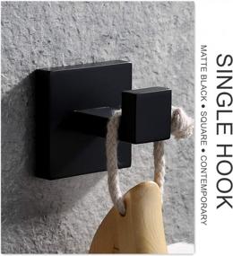 img 2 attached to VELIMAX 2-Pack Premium Stainless Steel Towel Hooks - Heavy Duty Wall Mounted Luxury Square Robe & Coat Hooks For Bathroom & Hotel, Matte Black