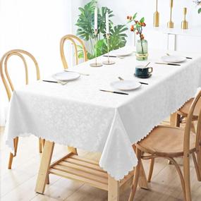 img 3 attached to White Waterproof Vinyl Tablecloth - Heavy Duty Rectangle Cover For Kitchen And Dining Room (60" X 84") | Smiry