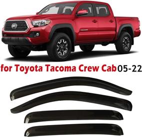 img 4 attached to SmokeTinted Tape-On Side Window Visor Deflectors Rain 🚗 Guards 2005-2022 Compatible with Toyota Tacoma Double Cab 2021-2015