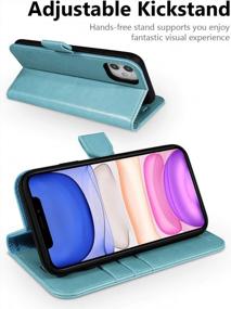 img 1 attached to Mint Green OCASE IPhone 11 Case With Card Holder, Kickstand & Magnetic Closure
